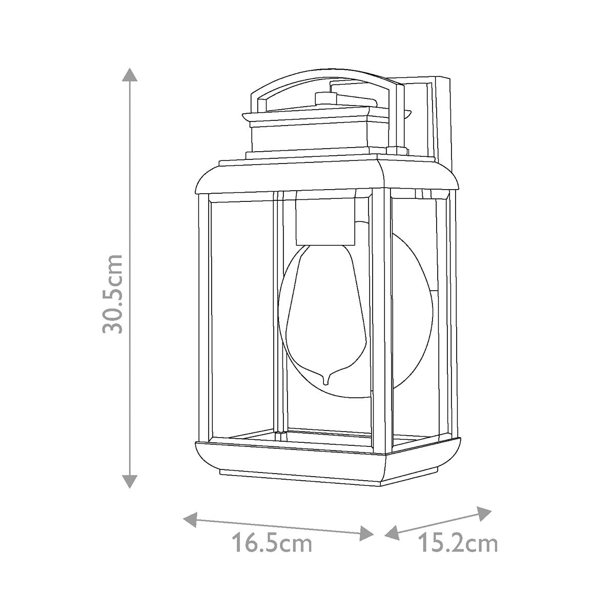 Byron Light Small Wall Lantern in Imperial Bronze with Copper Reflector