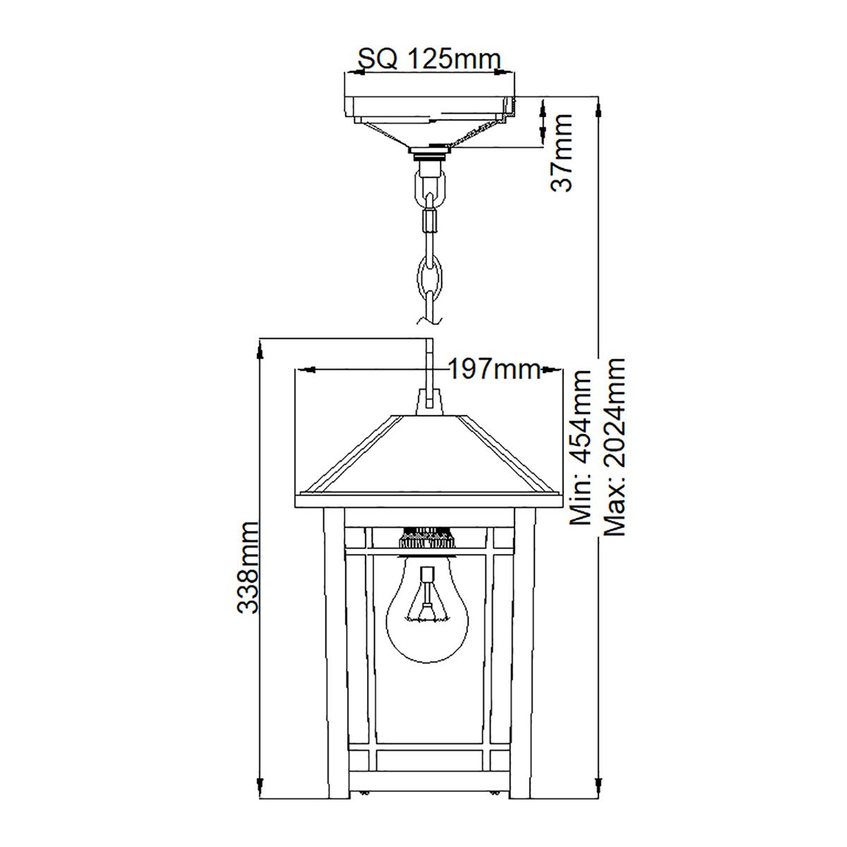 Cedar Point In Light Chain Lantern In Black