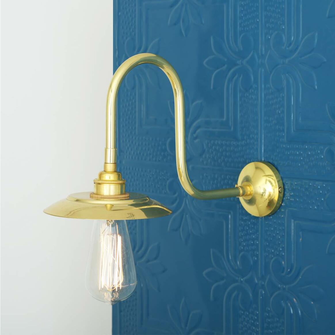 Reznor Vintage Swan Neck Wall Light with Brass Shade
