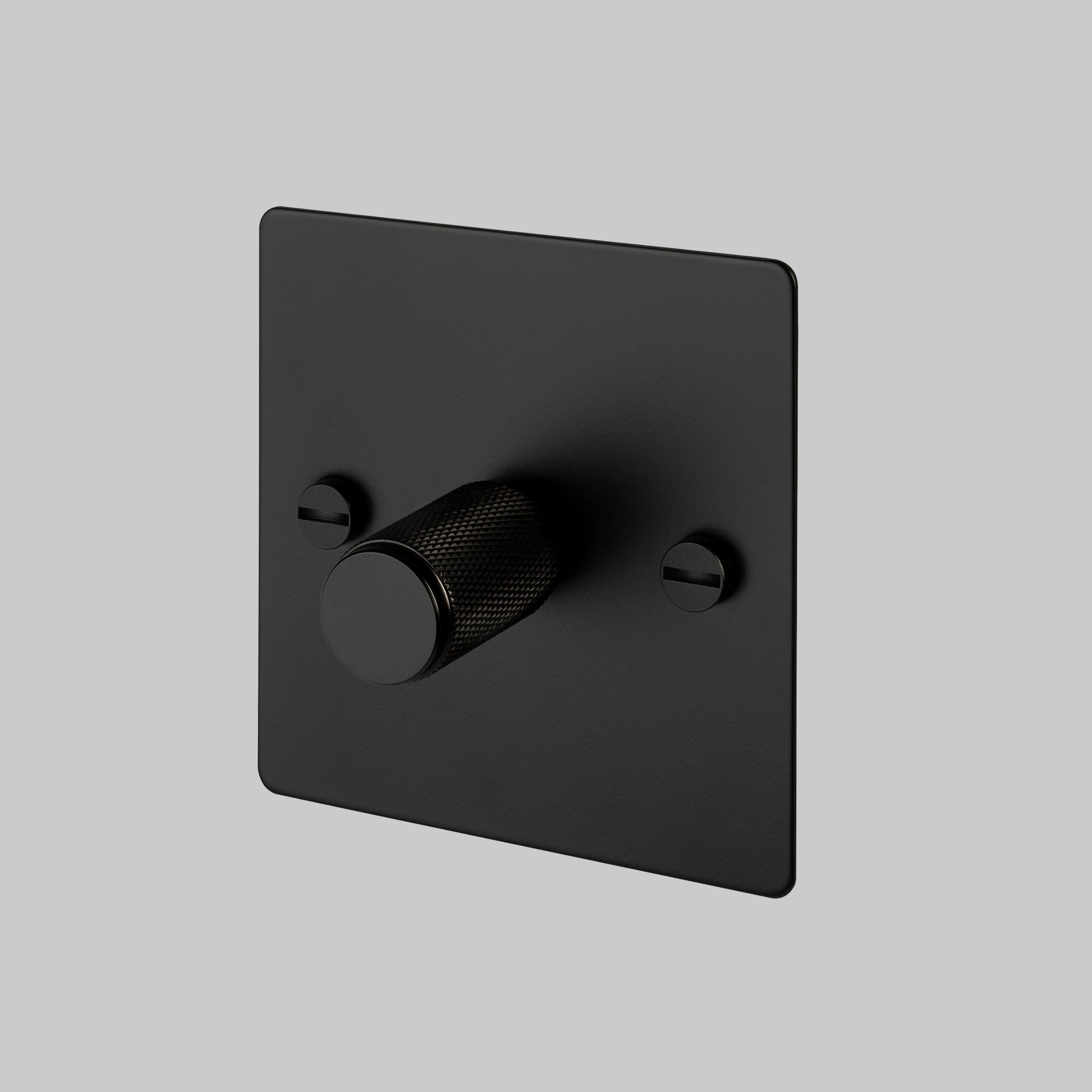 1G Dimmer/ 100W/ Black with black details, angled view.