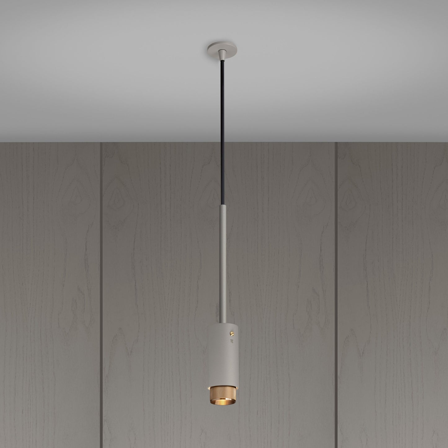 Exhaust Pendant Light / Linear / Stone Brass, Front view.
