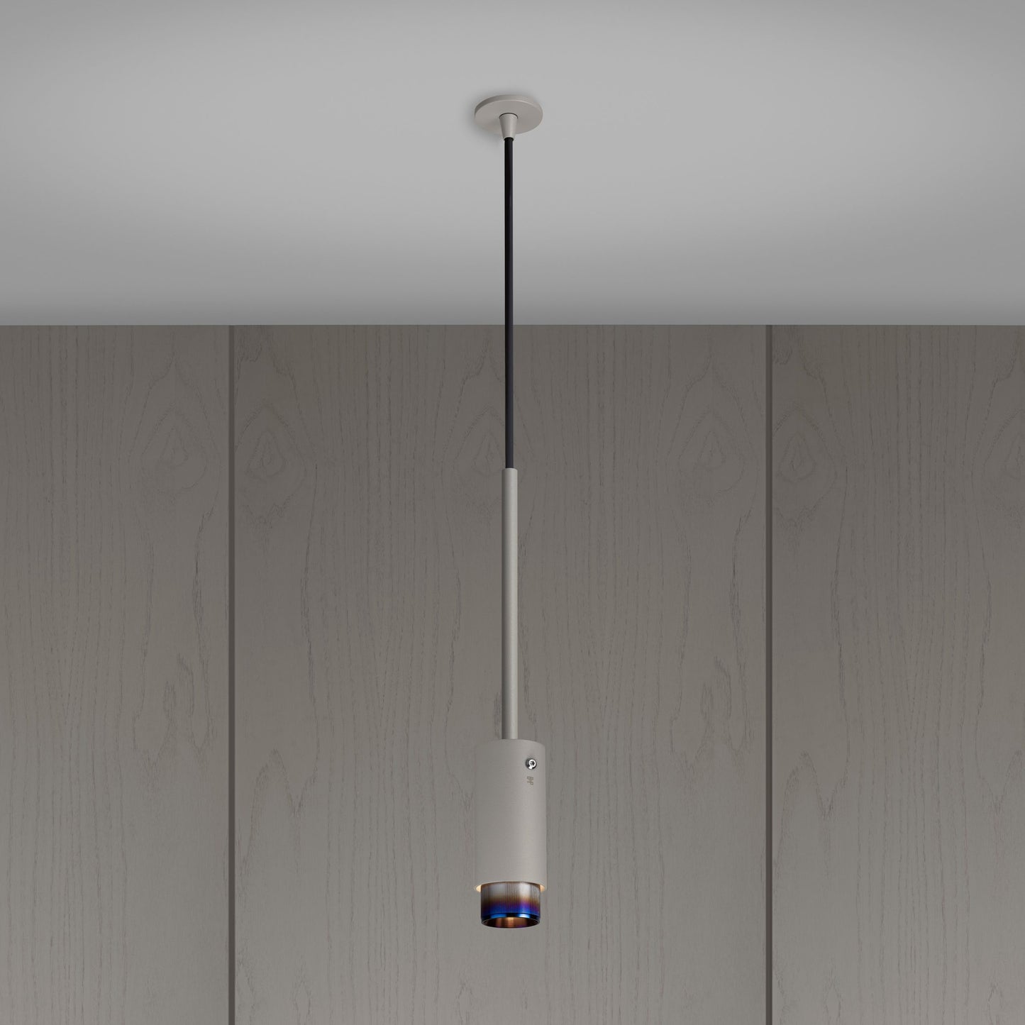 Exhaust Pendant Light / Linear / Stone Burnt Steel, Front view.