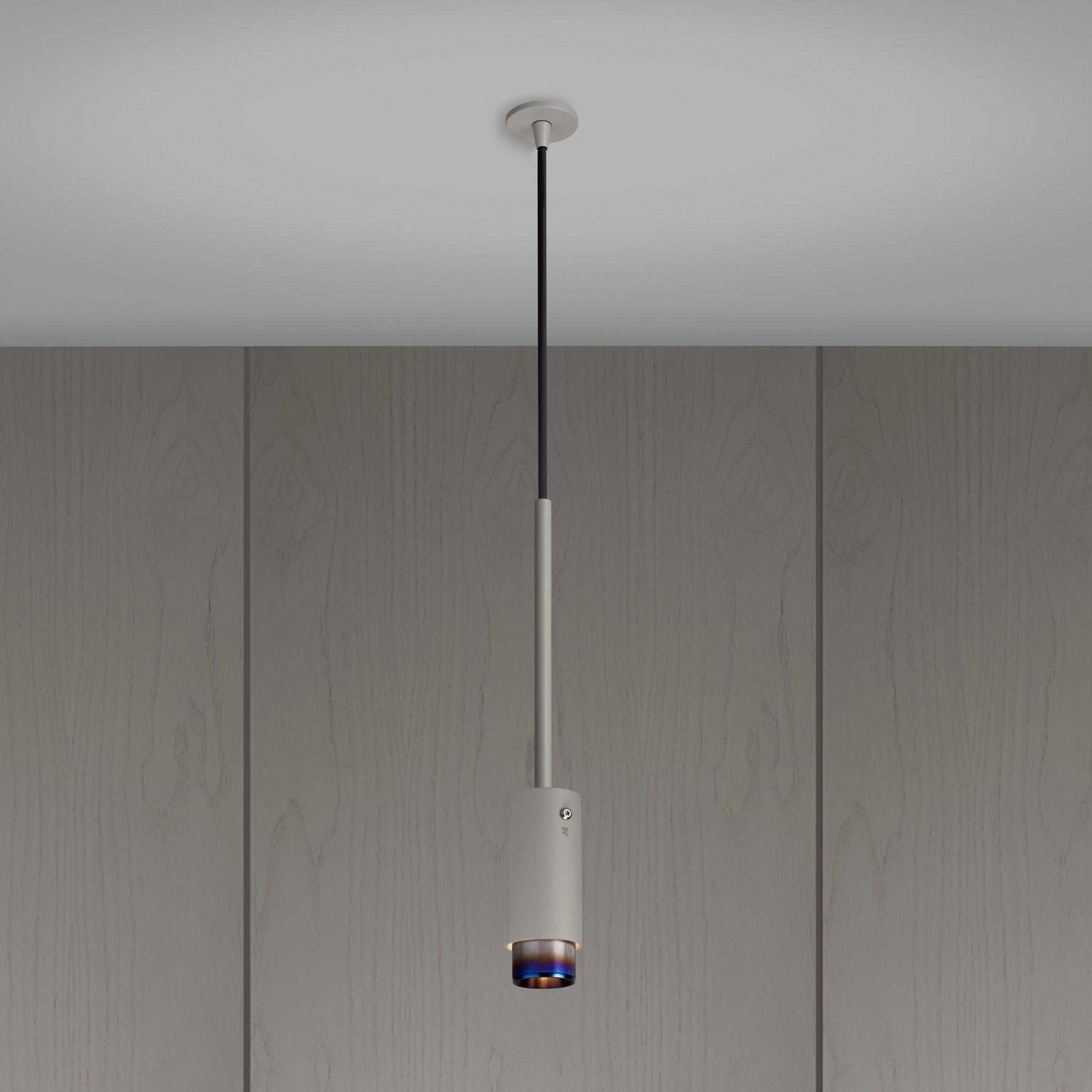 Exhaust Pendant Light / Linear / Stone Burnt Steel, Front view.