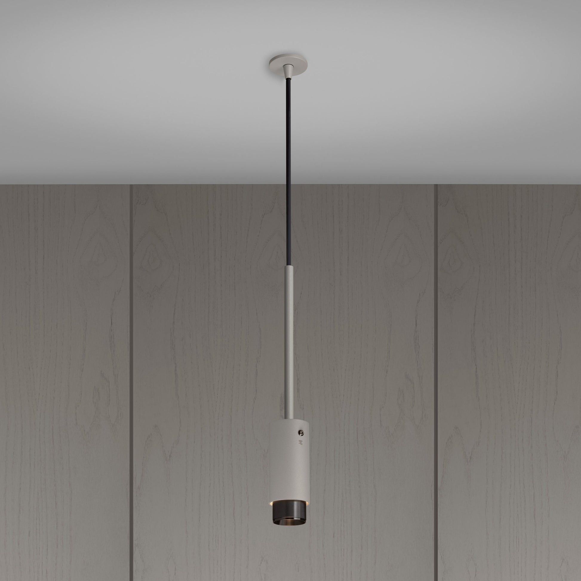 Exhaust Pendant Light / Linear / Stone Gun metal, Front view.