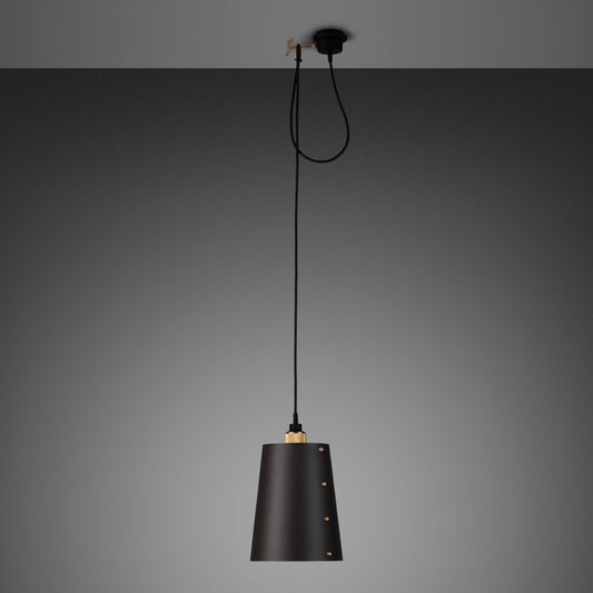 Hooked 1.0 Large Pendant Light / Graphite brass, front view.