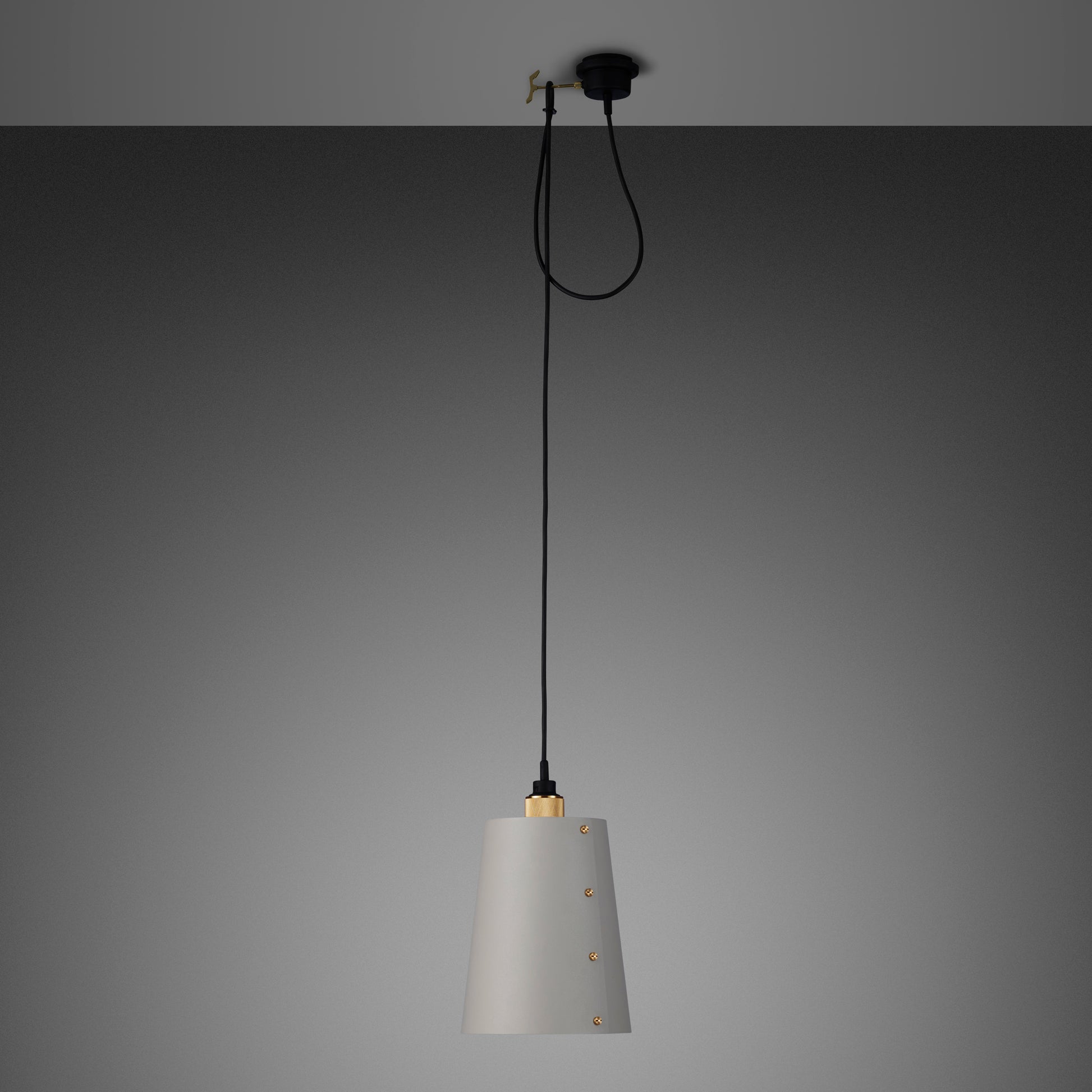 Hooked 1.0 Large Pendant Light / Stone brass, front view.