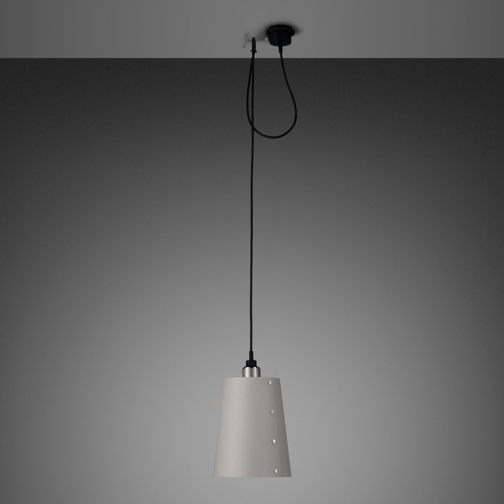 Hooked 1.0 Large Pendant Light / Stone Steel, front view.