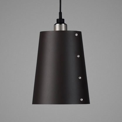 Hooked 1.0 Large Pendant Light / Graphite Steel, detailed close up view of shade and knurling.