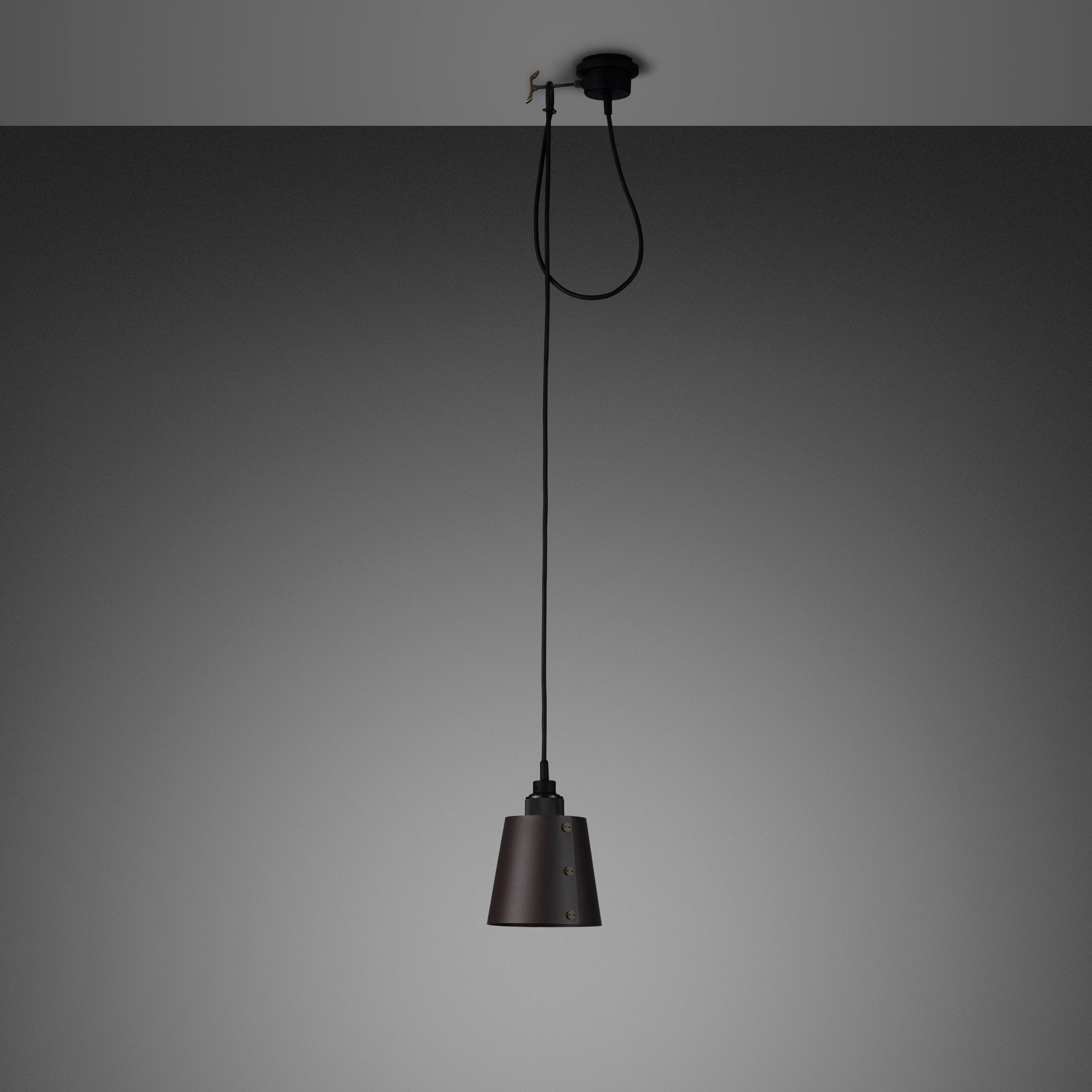Hooked 1.0 Small Pendant Light / Graphite Gun metal, front view.