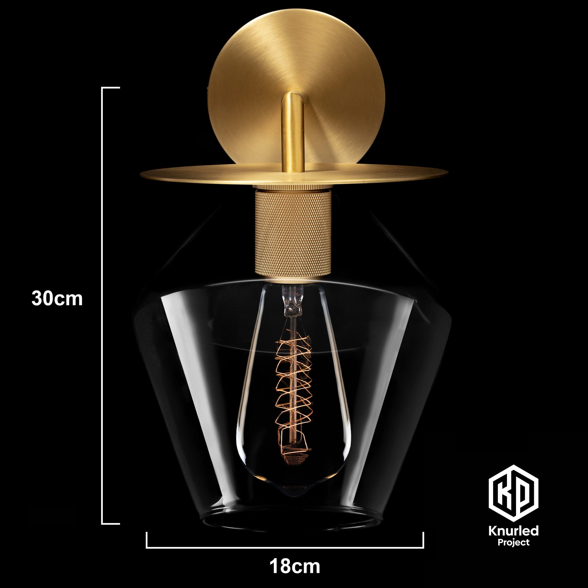 Brass Disc Wall Light + Diamond Shade product shot