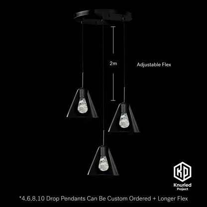 matte black 3 drop smoked mood bulbs cone shade product photo 3