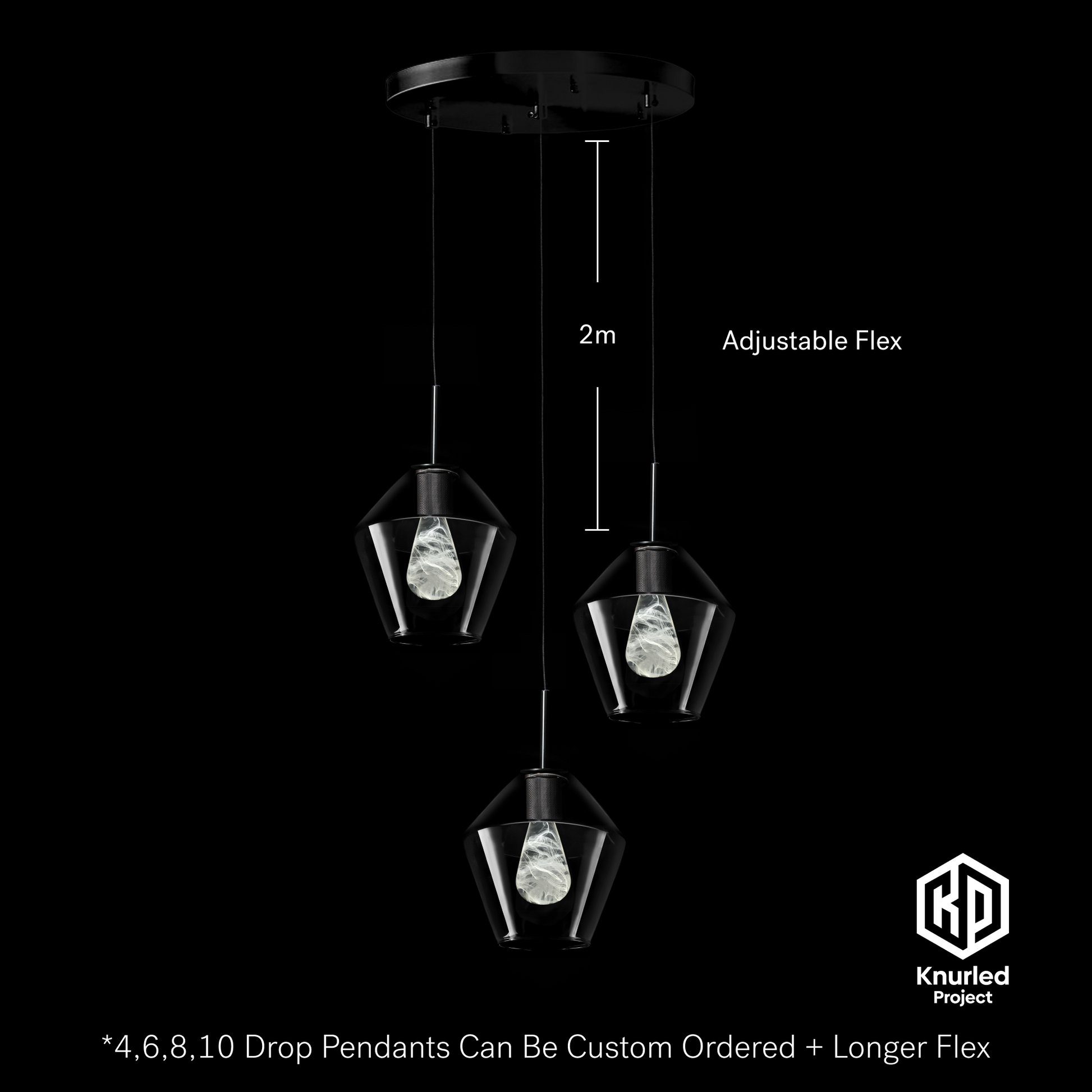 matte black 3 drop smoked mood bulbs diamond shade product photo 3