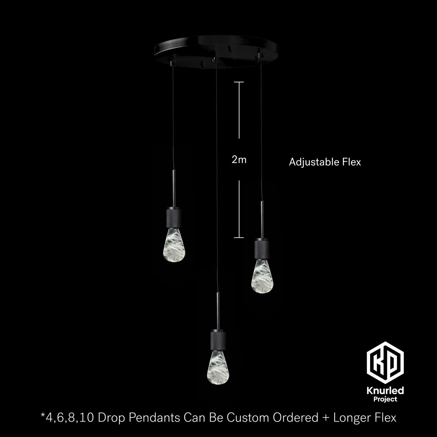 knurled matte black 3 drop smoked mood bulbs product photo 2