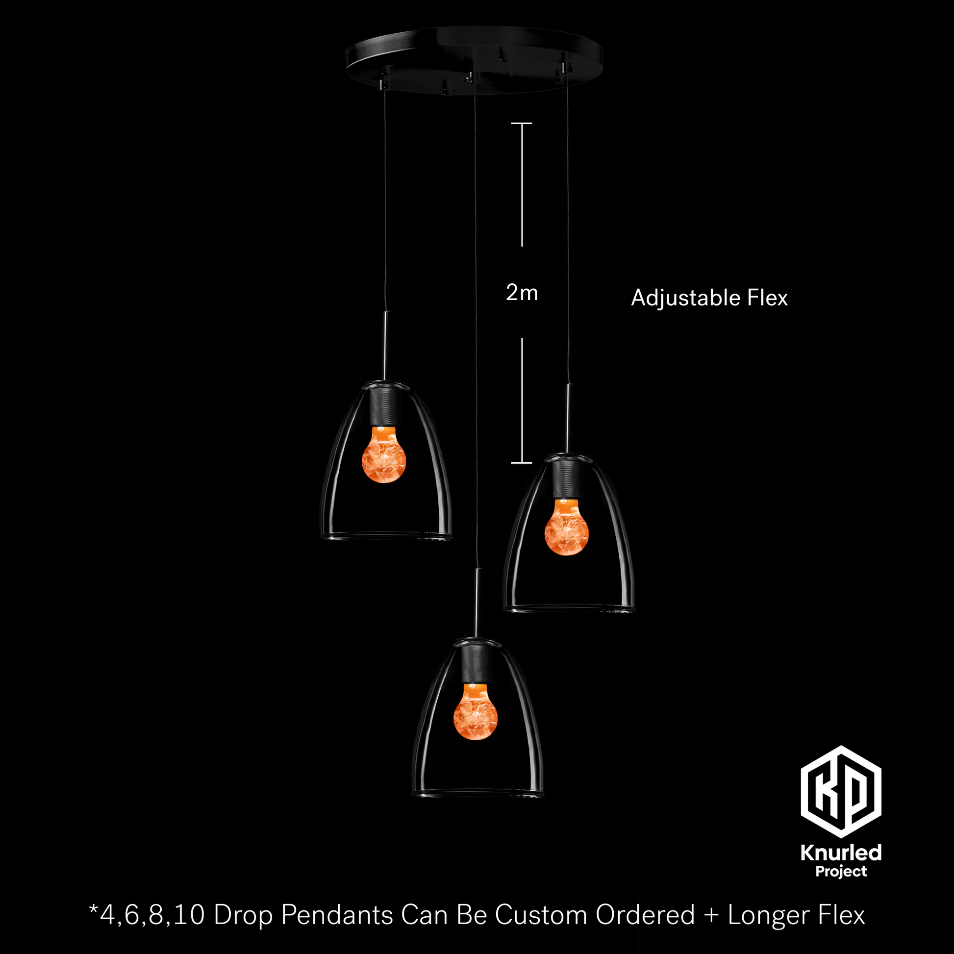 matte black 3 drop blossom mood bulbs bell shade product photo 3
