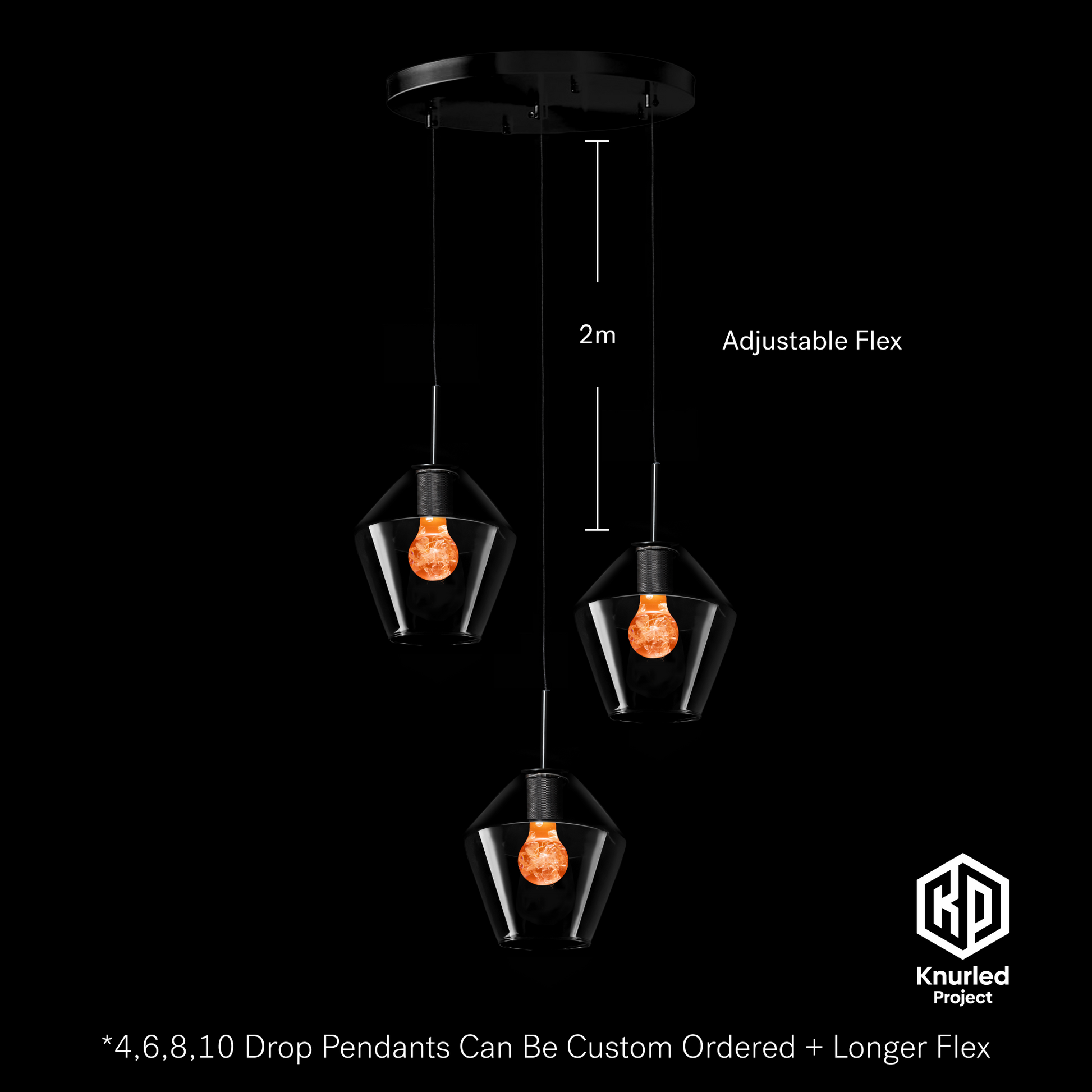 matte black 3 drop blossom mood bulbs diamond shade product photo 3