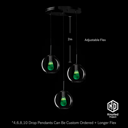 matte black 3 drop cryptonite mood bulbs globe shade product photo 3