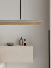 [C1] Oak Wood & Light Grey Pendant Light