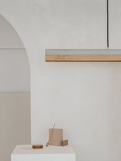 [C1] Oak Wood & Light Grey Pendant Light