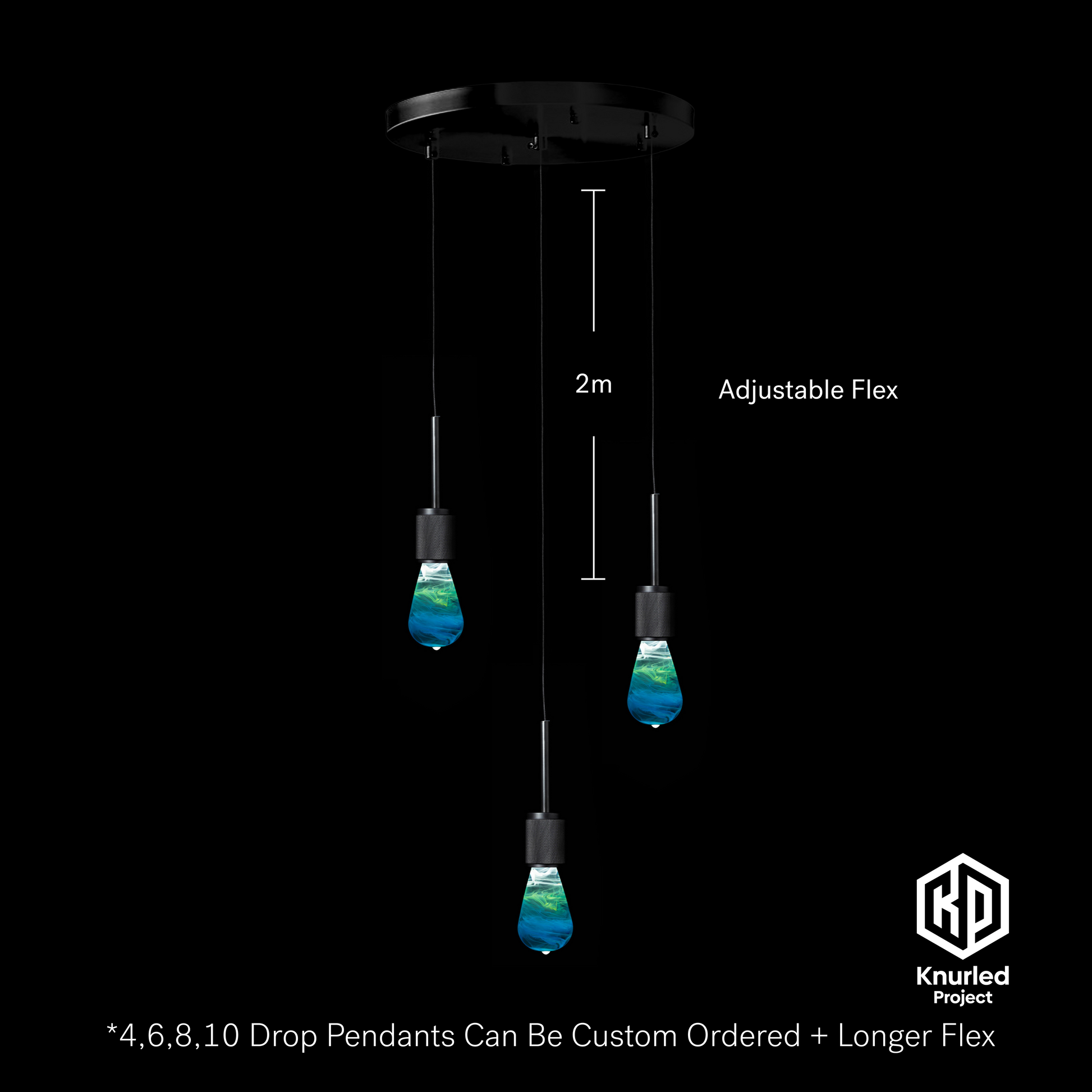 matte black 3 drop ripple mood bulbs product photo 2
