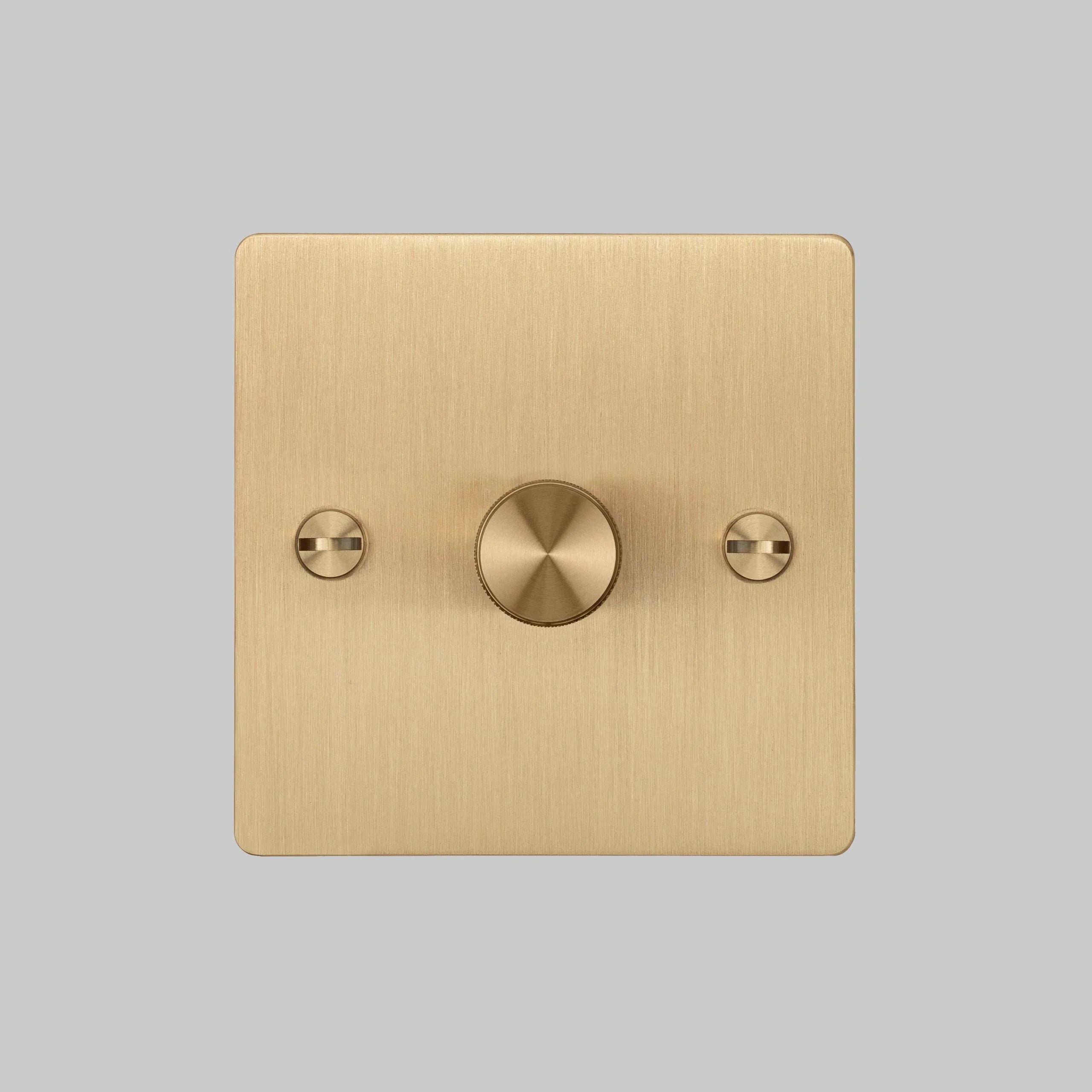 1G Dimmer/ 100W/ Brass with brass details, front view.