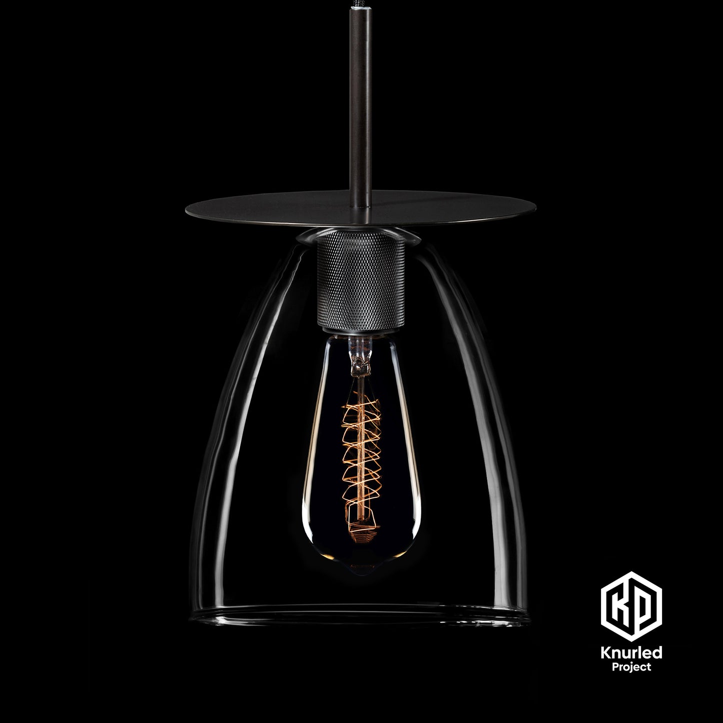 knurled disc pendant light bell shade matte black product photo 1