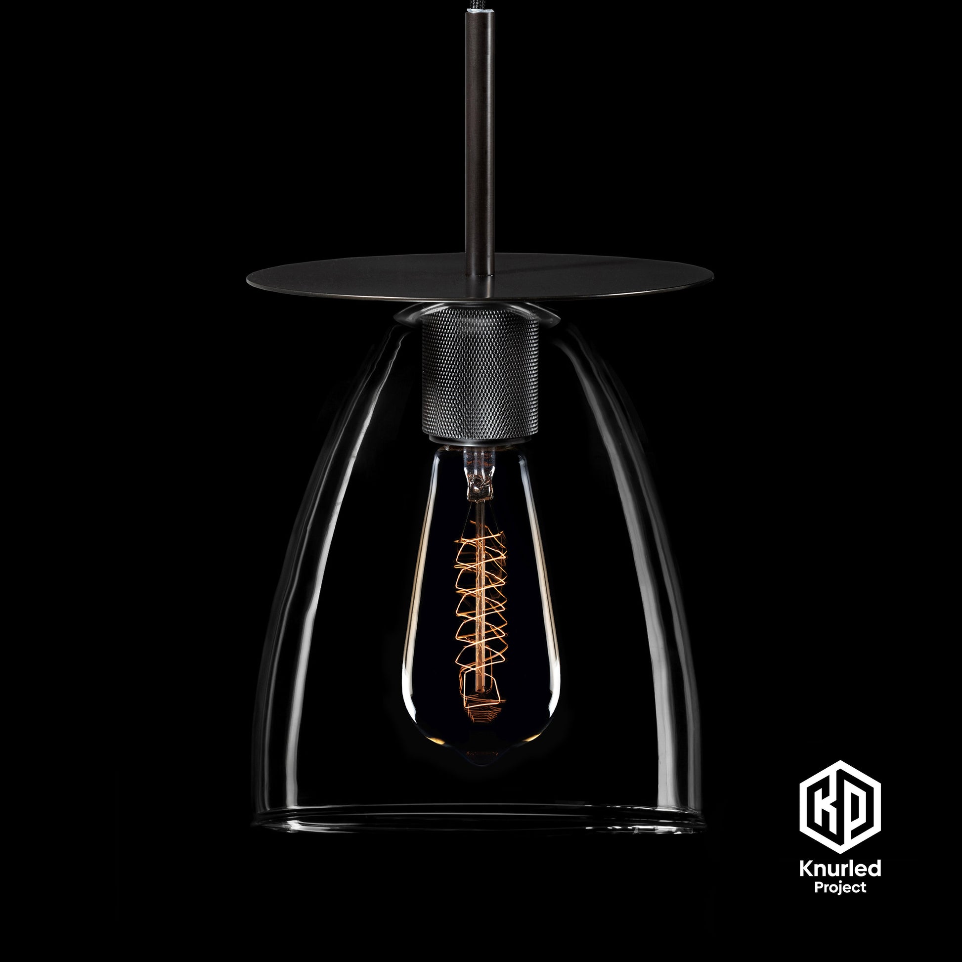 knurled disc pendant light bell shade matte black product photo 1