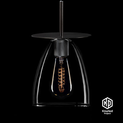 knurled disc pendant light bell shade matte black product photo 1