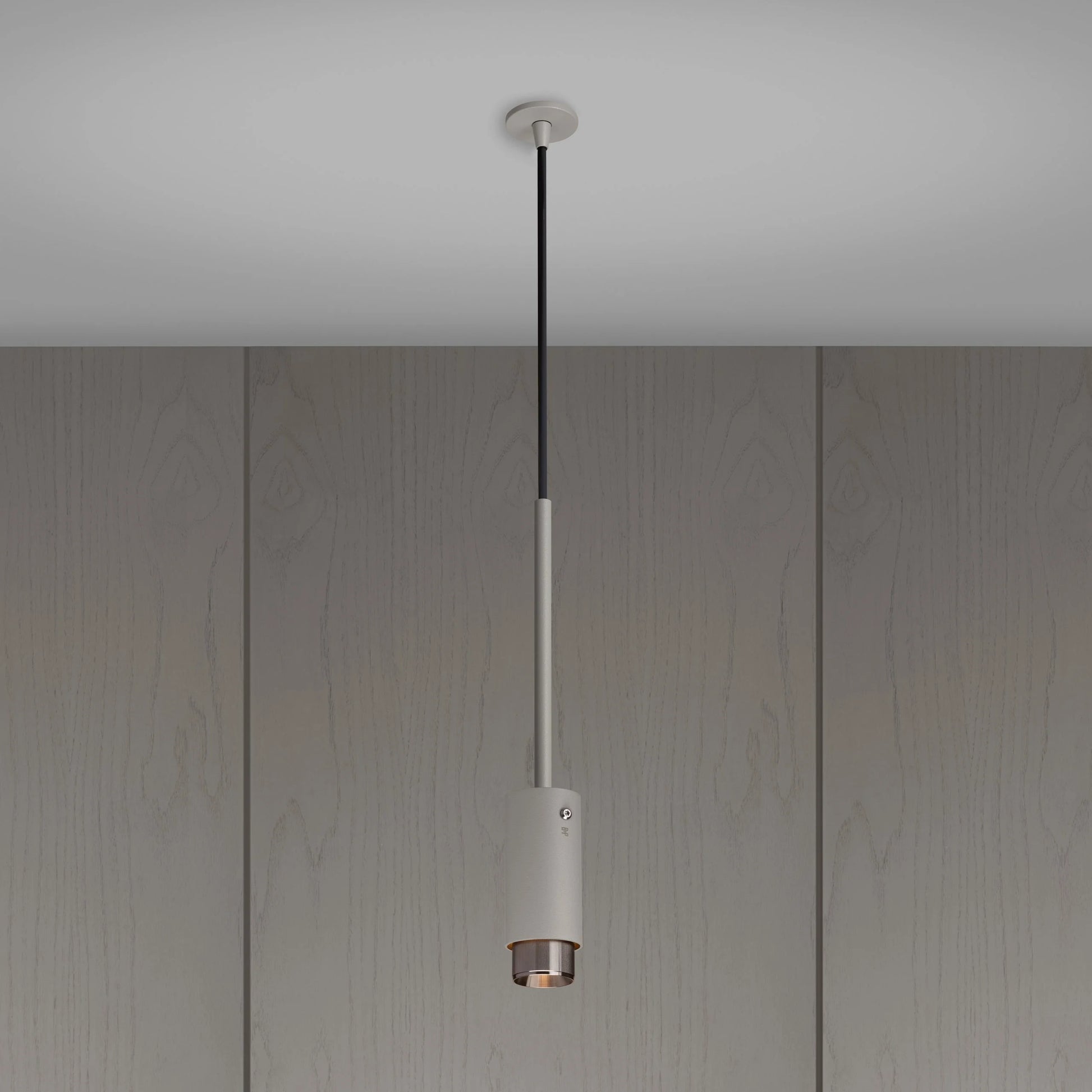 Exhaust Pendant Light / Linear / Stone Steel, Front view.