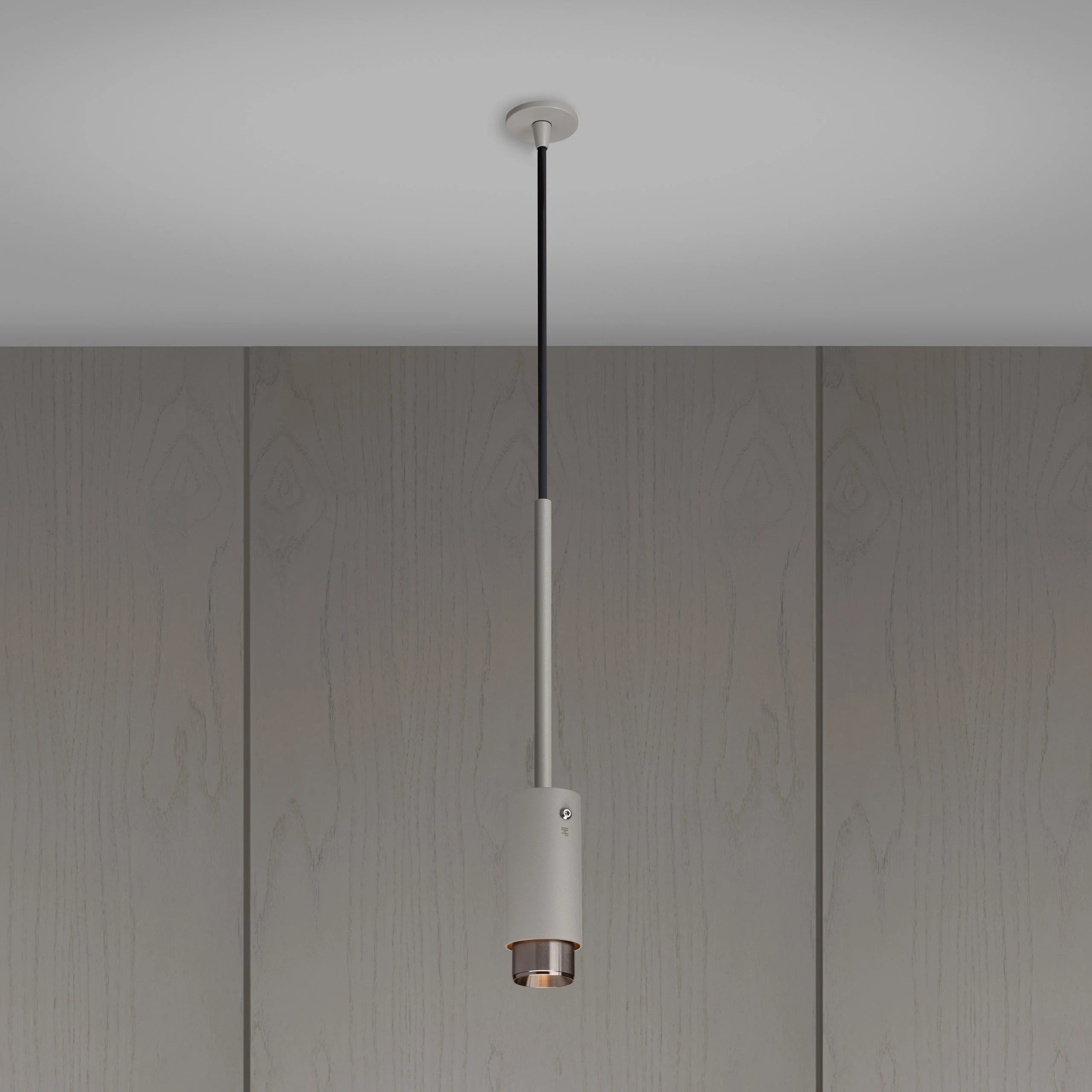 Exhaust Pendant Light / Linear / Stone Steel, Front view.