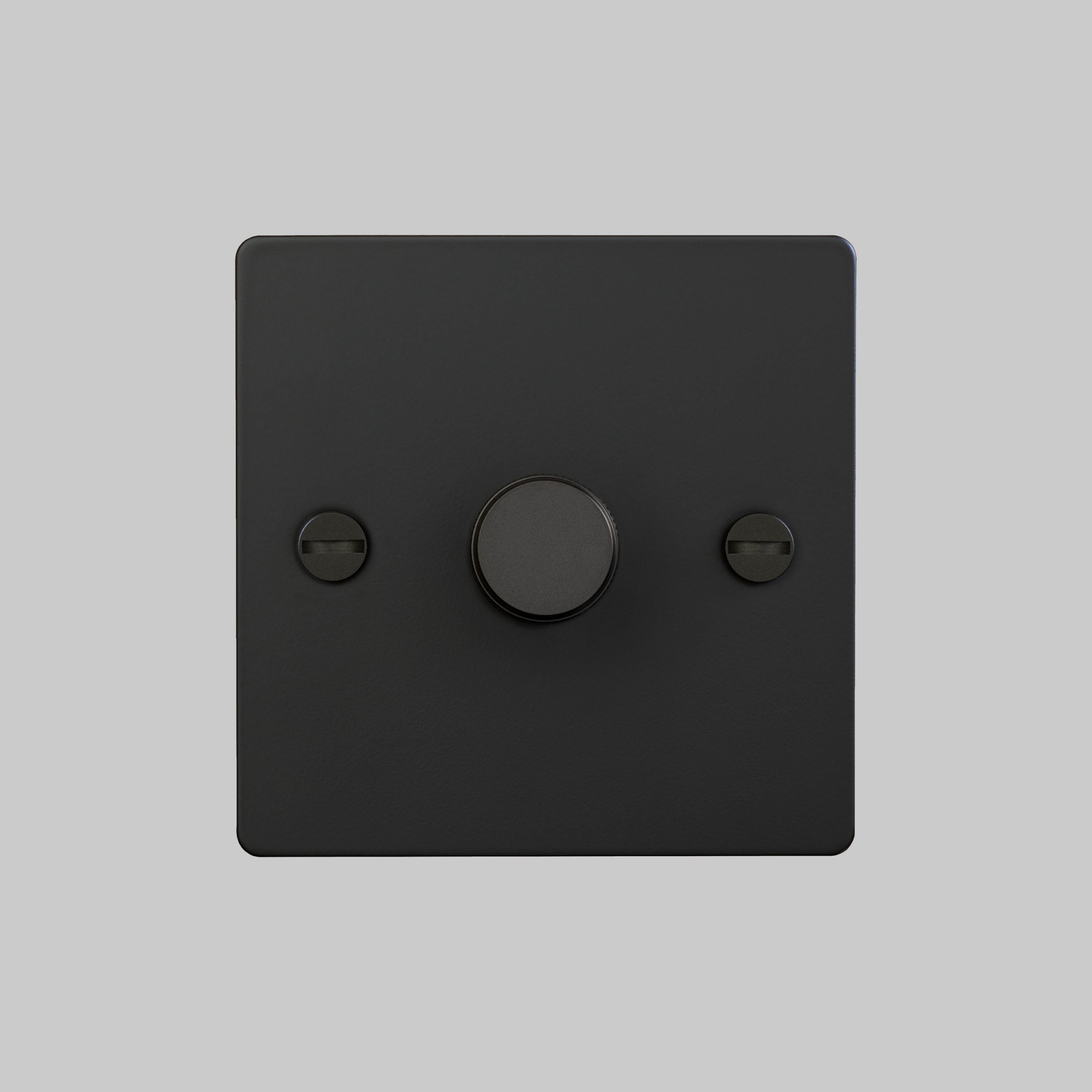 1G Dimmer/ 100W/ Black with black details, front view.