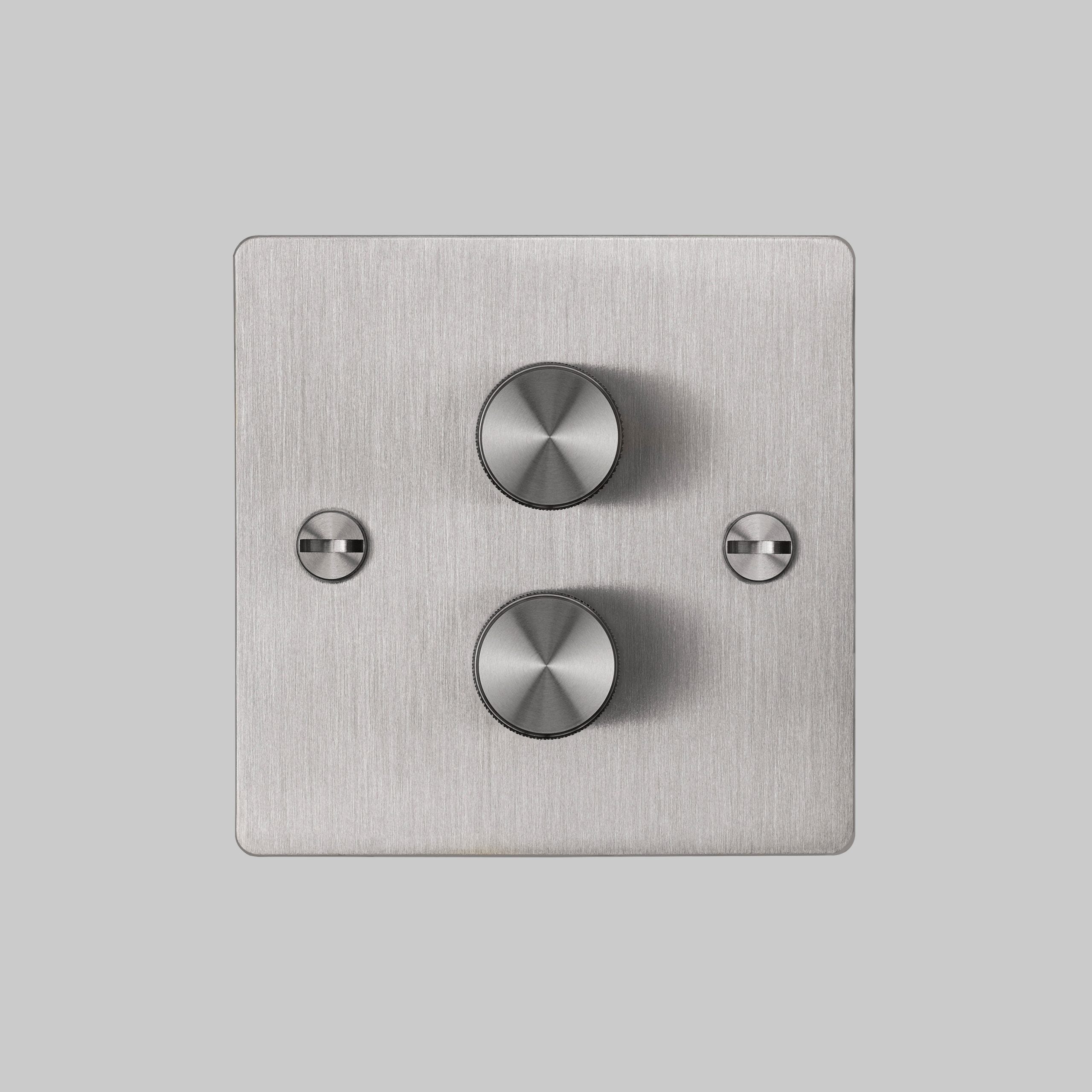 2G Dimmer/ 120W/ Steel with steel details, front view.