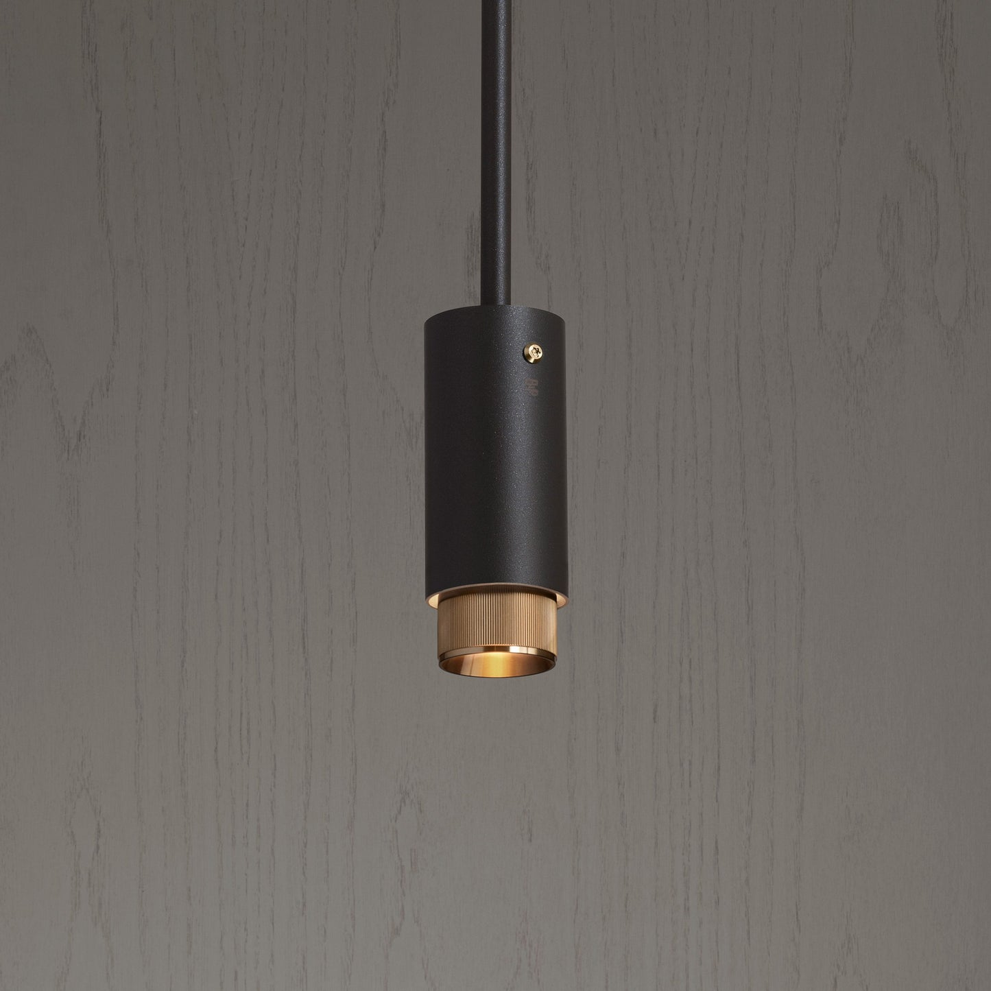 Exhaust Pendant Light / Linear / Graphite Brass, close up view of pendant.