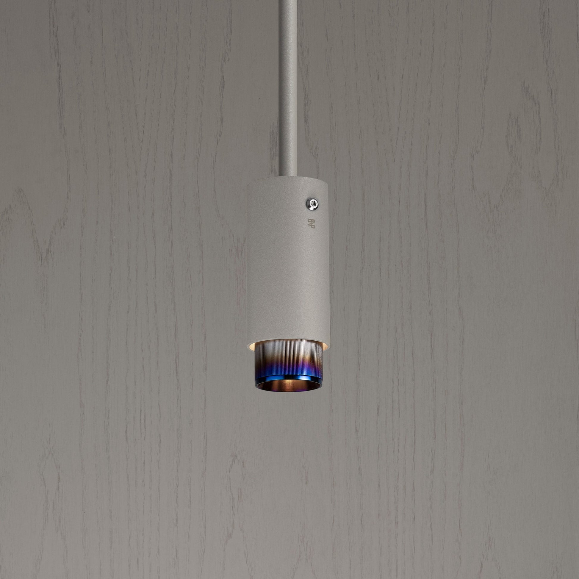 Exhaust Pendant Light / Linear / Stone Burnt Steel, close up view of pendant.