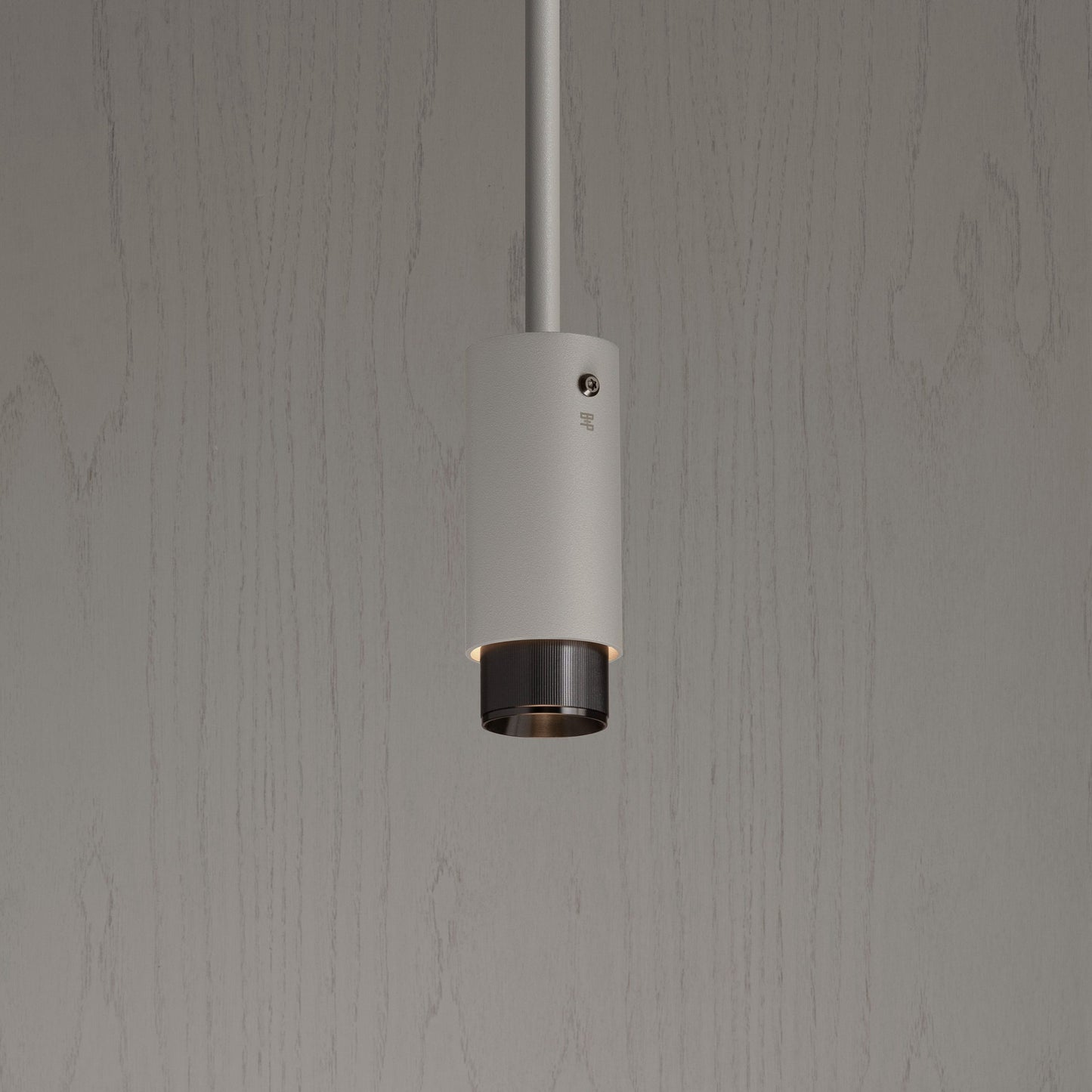 Exhaust Pendant Light / Linear / Stone Gun metal, close up view of pendant.