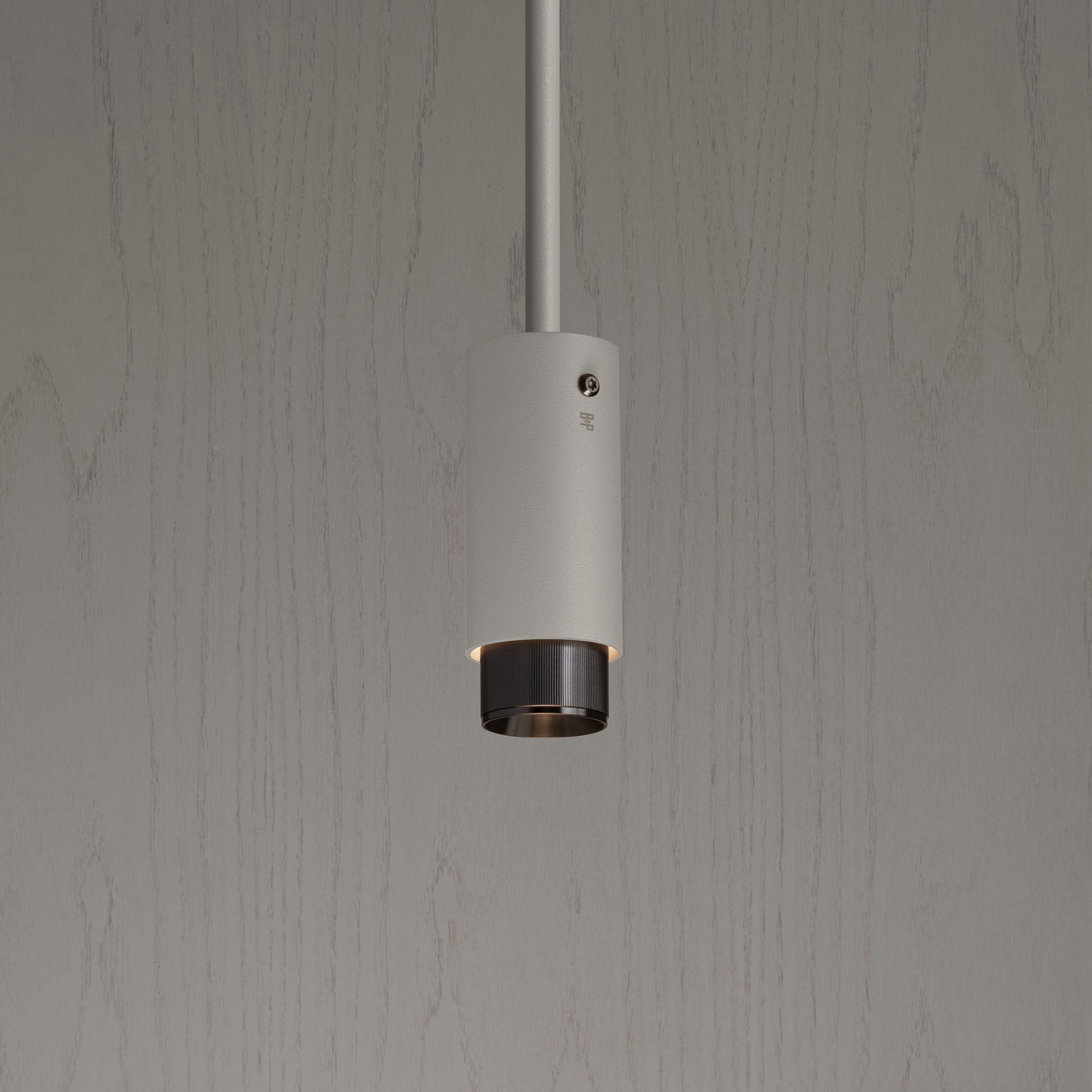 Exhaust Pendant Light / Linear / Stone Gun metal, close up view of pendant.