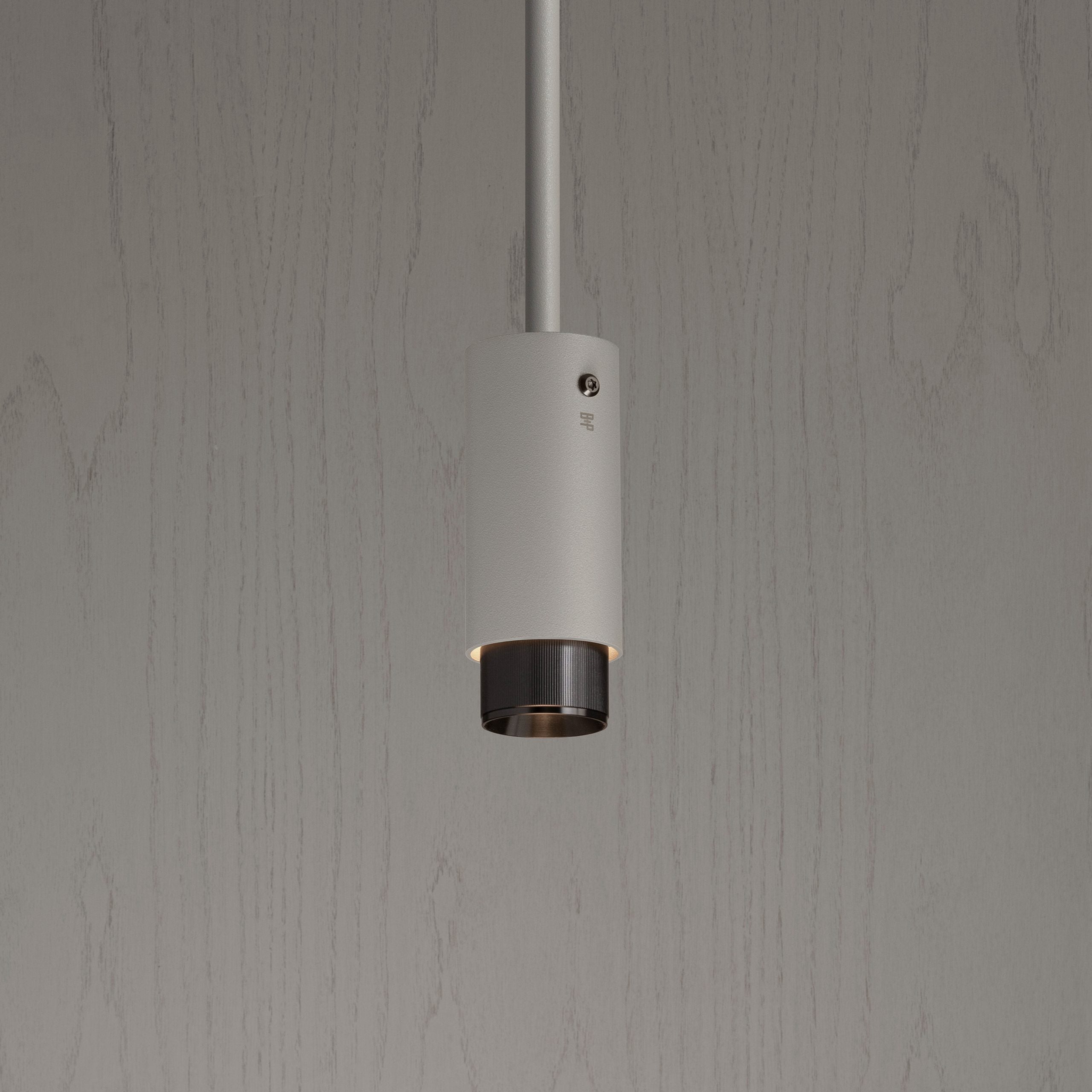 Exhaust Pendant Light / Linear / Stone Gun metal, close up view of pendant.