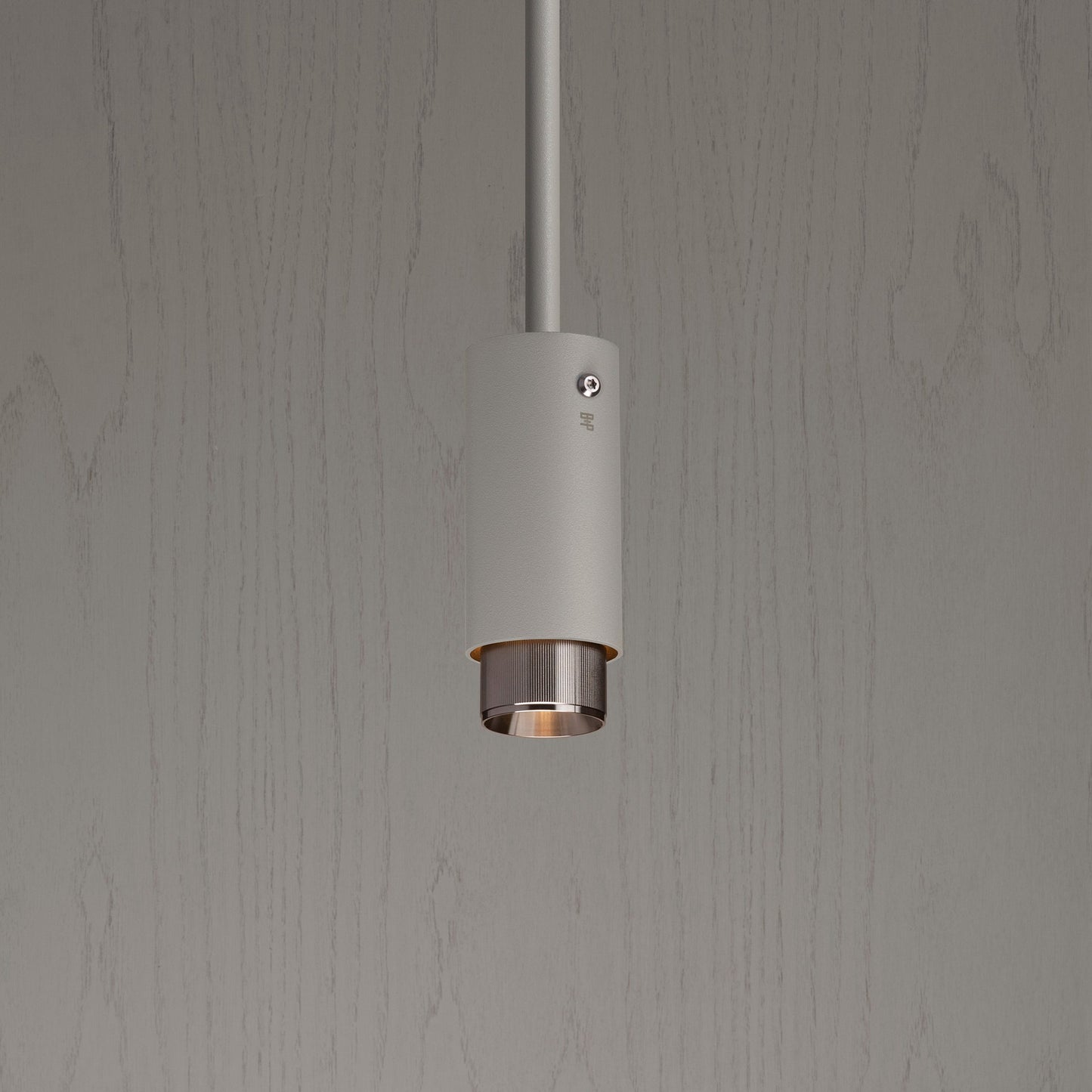 Exhaust Pendant Light / Linear / Stone Steel, close up view of pendant.