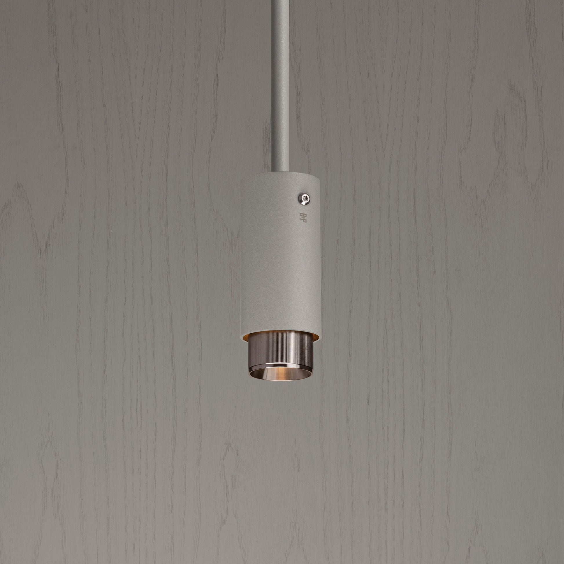 Exhaust Pendant Light / Linear / Stone Steel, close up view of pendant.