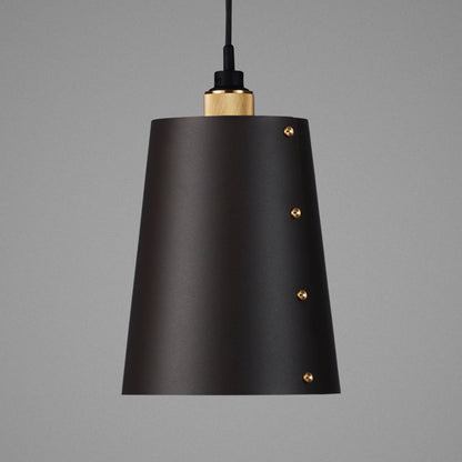 Hooked 1.0 Large Pendant Light / Graphite brass, detailed close up view of shade and knurling.