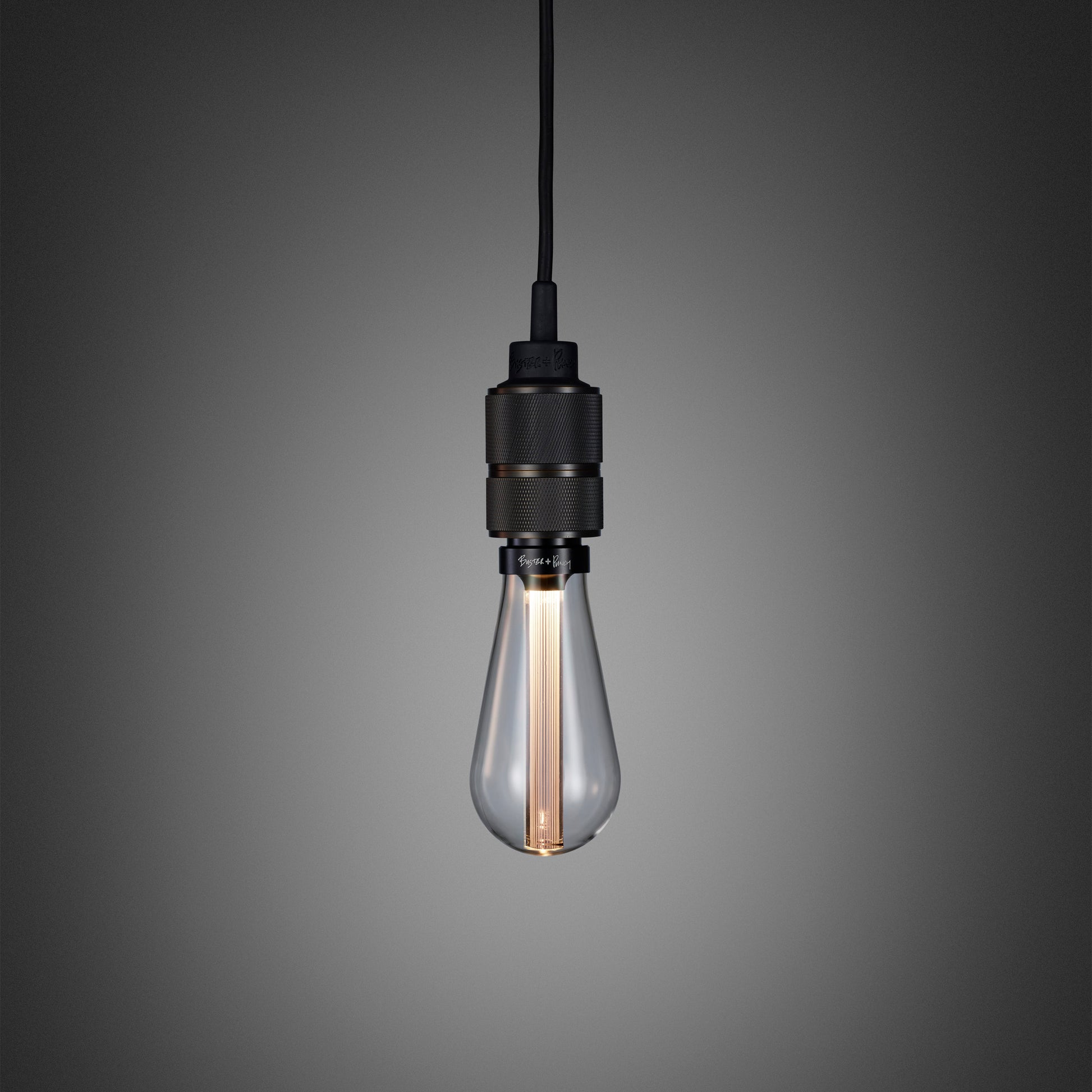 Hooked 1.0 Pendant Light / Nude Smoked bronze, close up view of bulb.