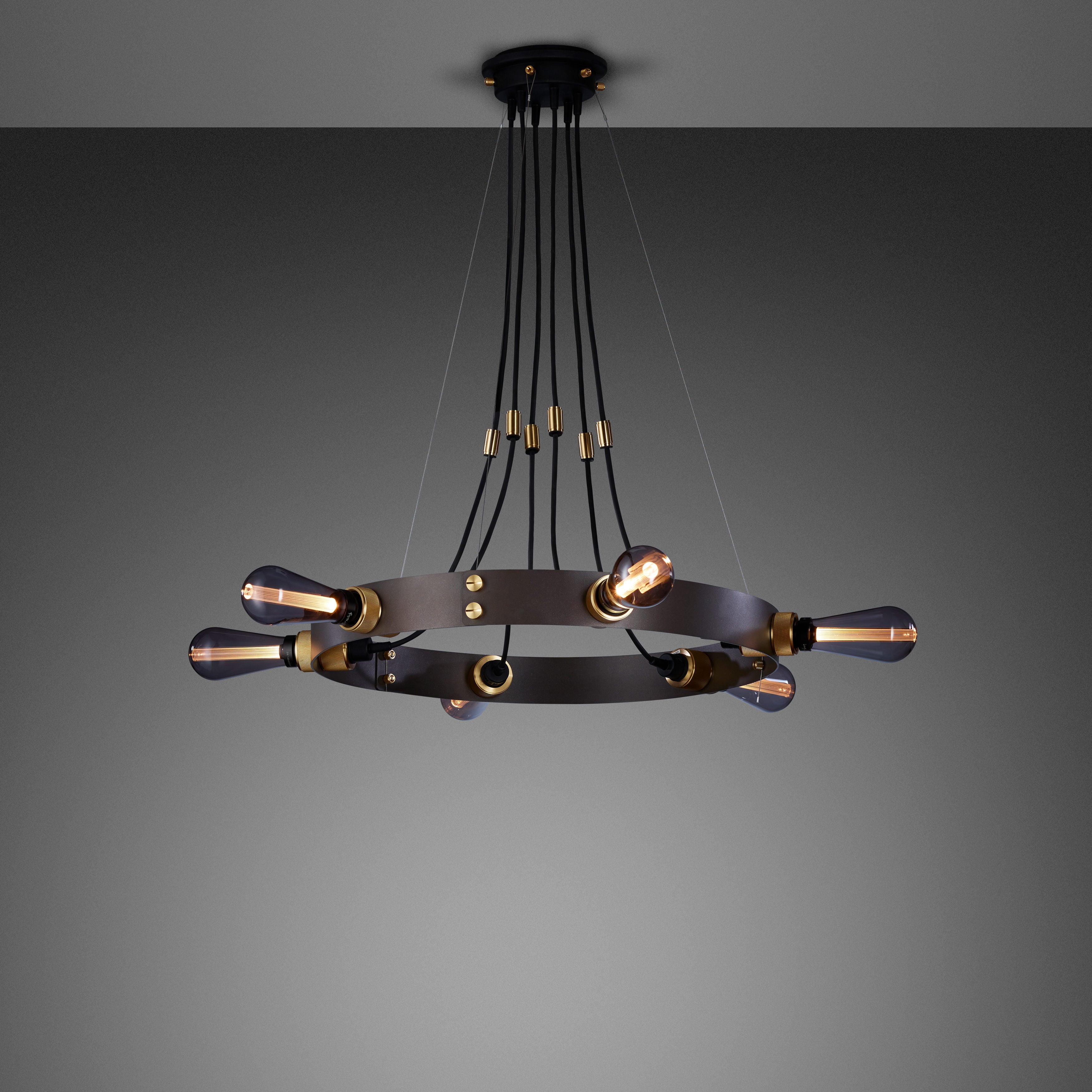Brass Hero Light/ Graphite Pendant Ceiling light opened 