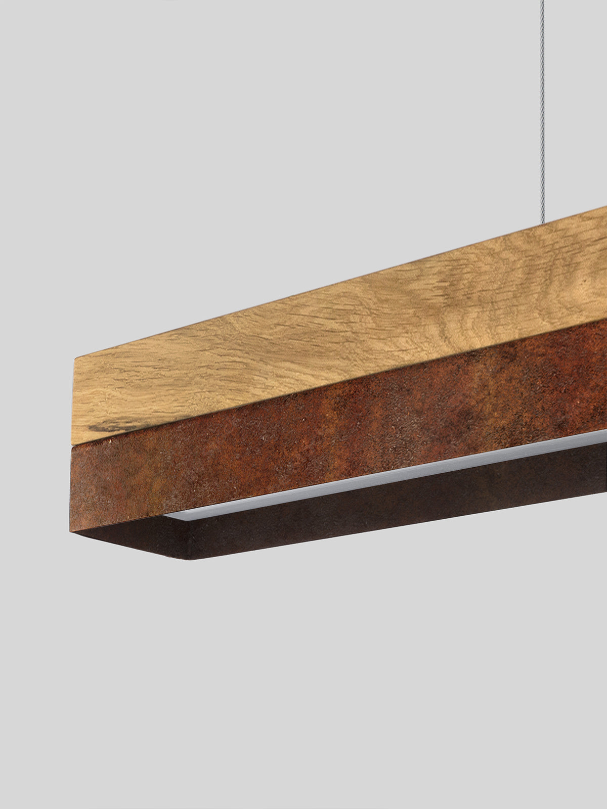 [C1] Corten Steel & Oak Wood Pendant Light