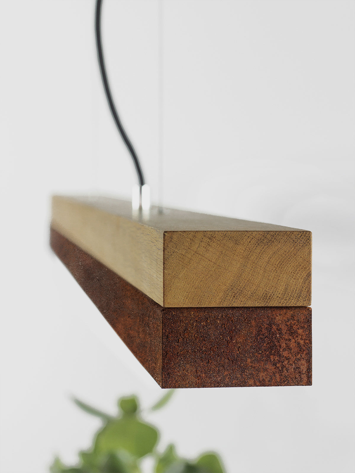 [C1] Corten Steel & Oak Wood Pendant Light