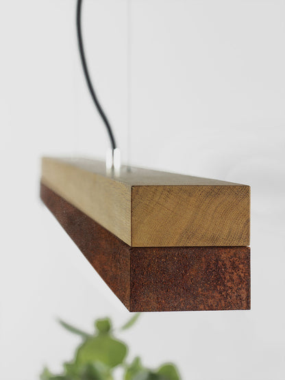 [C1] Corten Steel & Oak Wood Pendant Light