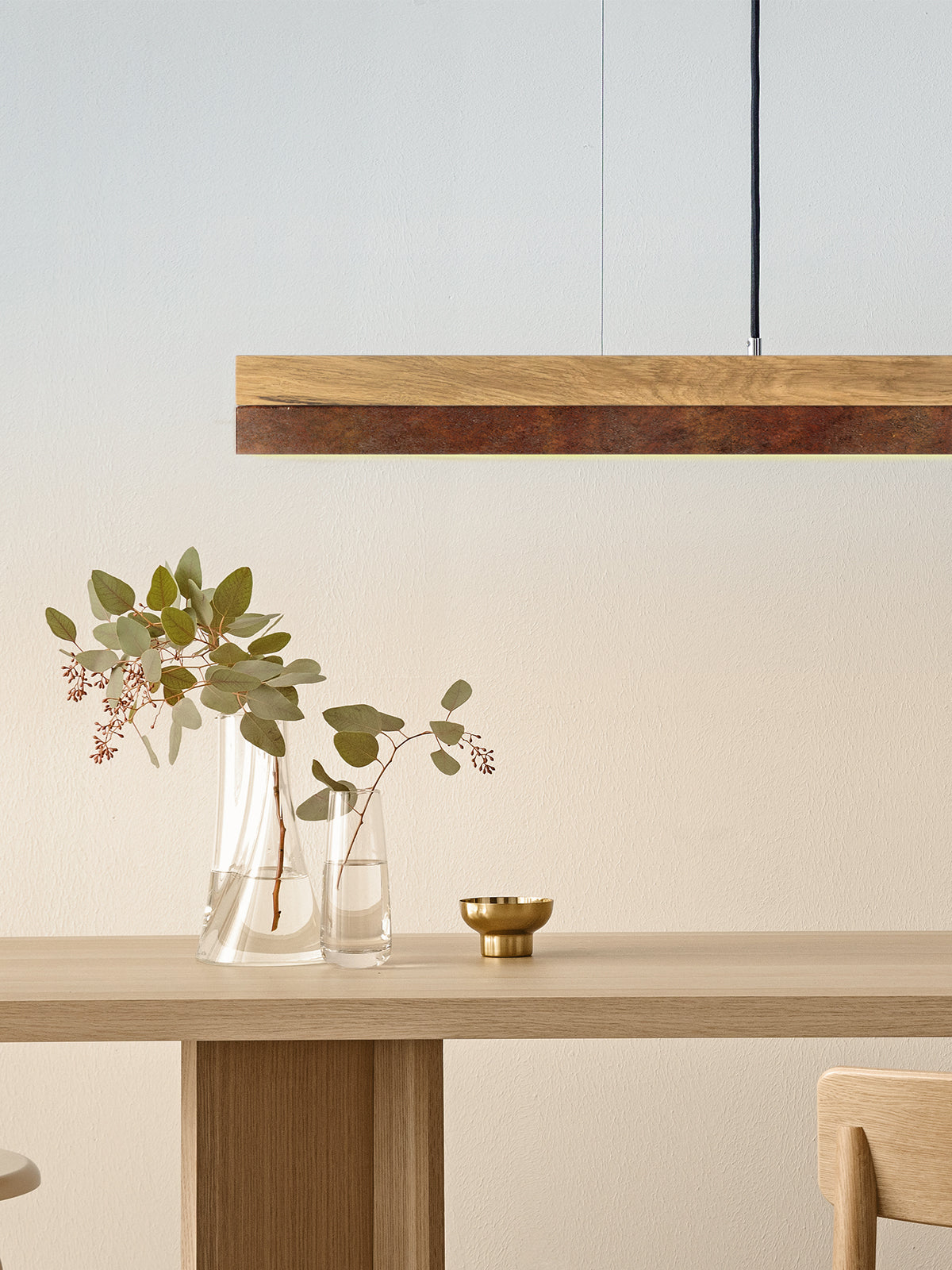 [C1] Corten Steel & Oak Wood Pendant Light