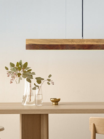 [C1] Corten Steel & Oak Wood Pendant Light