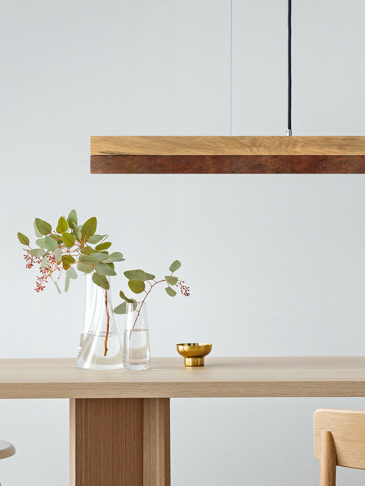 [C1] Corten Steel & Oak Wood Pendant Light