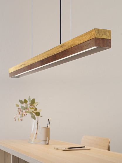[C1] Corten Steel & Oak Wood Pendant Light