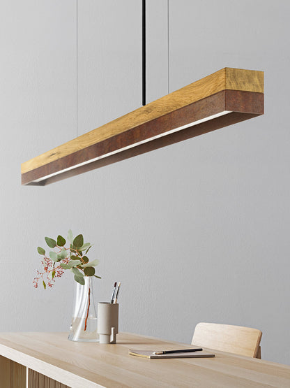 [C1] Corten Steel & Oak Wood Pendant Light