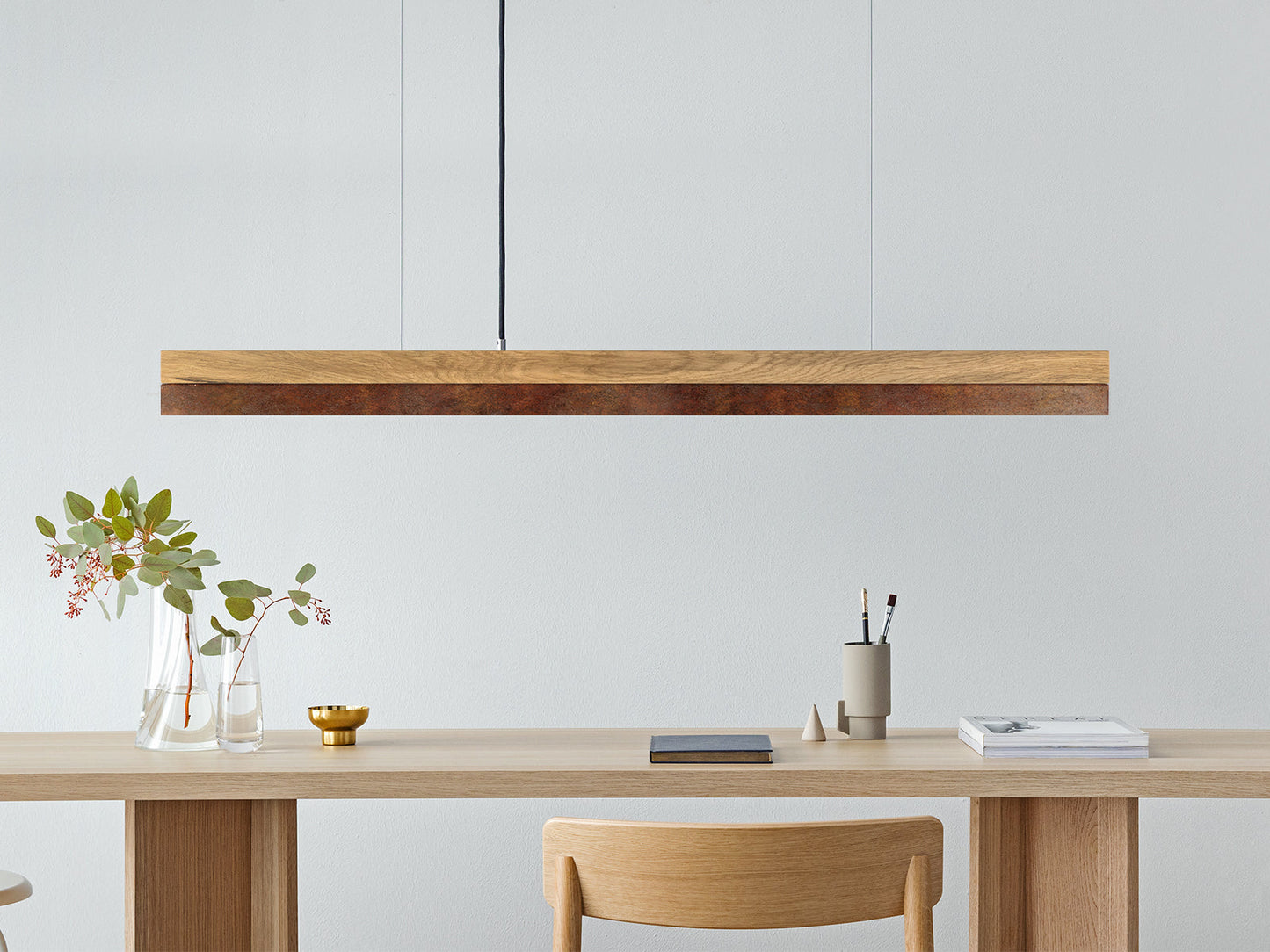 [C1] Corten Steel & Oak Wood Pendant Light